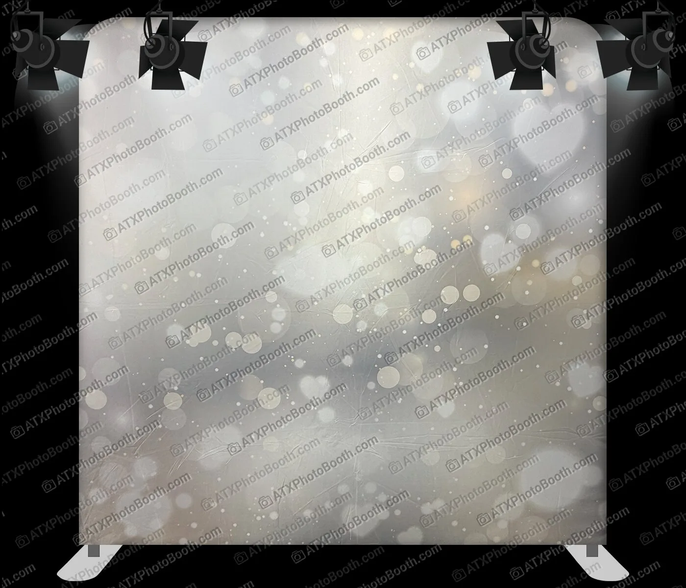 Photo booth backdrop - Silver & Champagne Bokeh Hearts