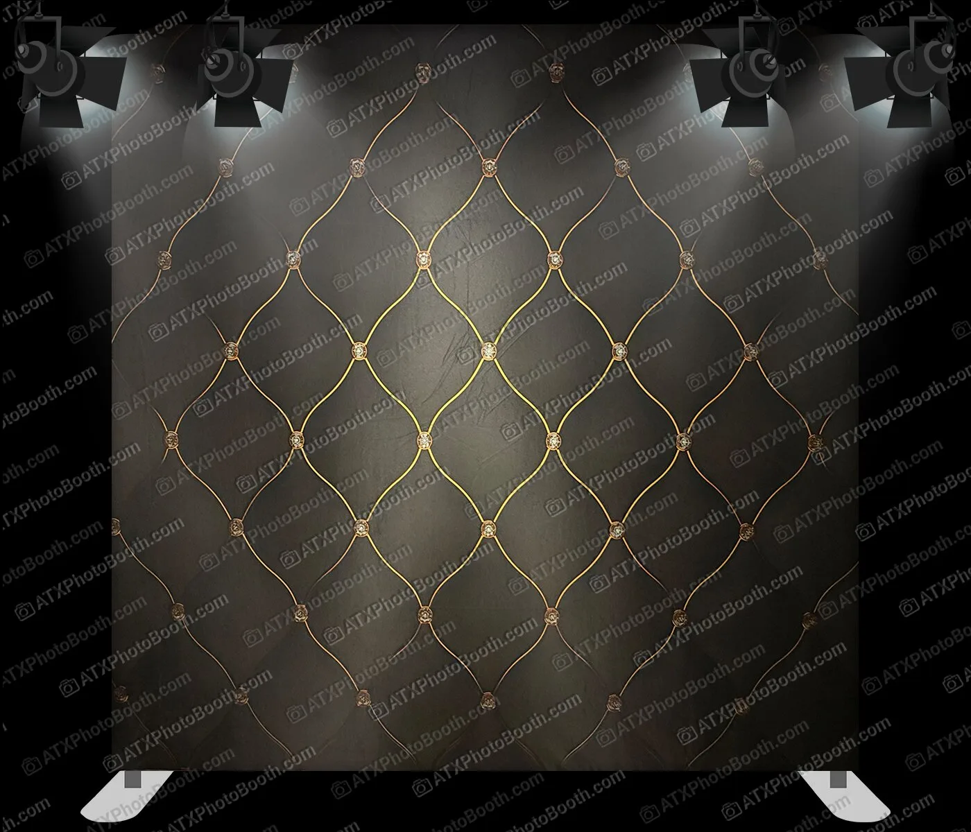 Photo booth backdrop - Black & Gold Tufted