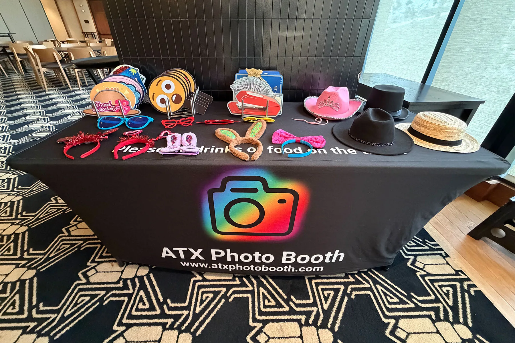 ATX Photo Booth open-air setup at an Austin event
