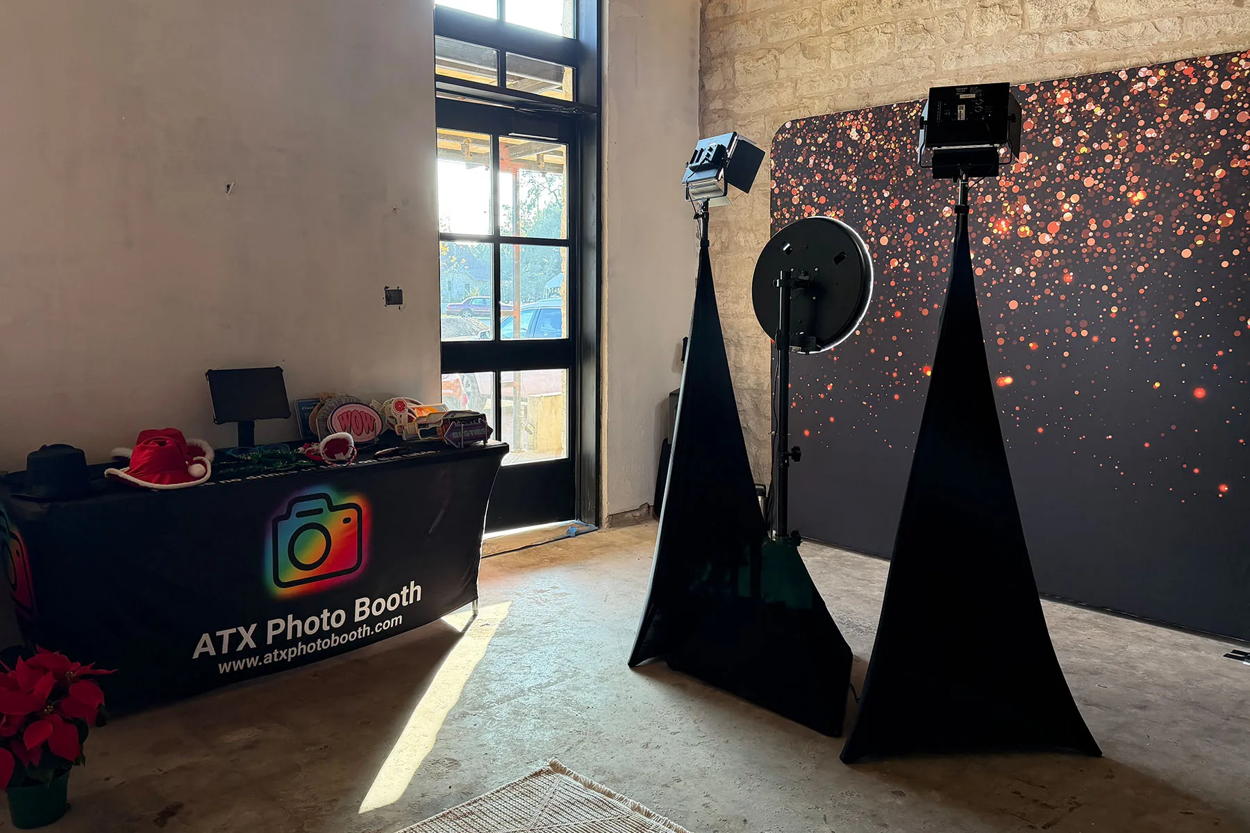 ATX Photo Booth open-air setup at an Austin event