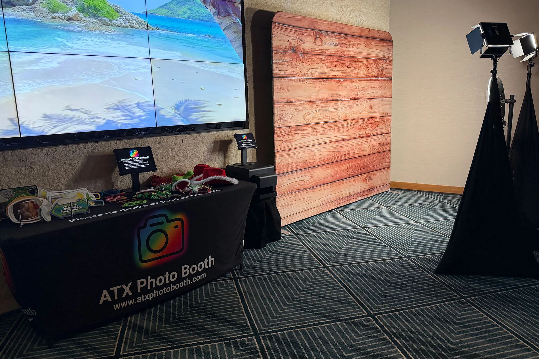ATX Photo Booth open-air setup at an Austin event