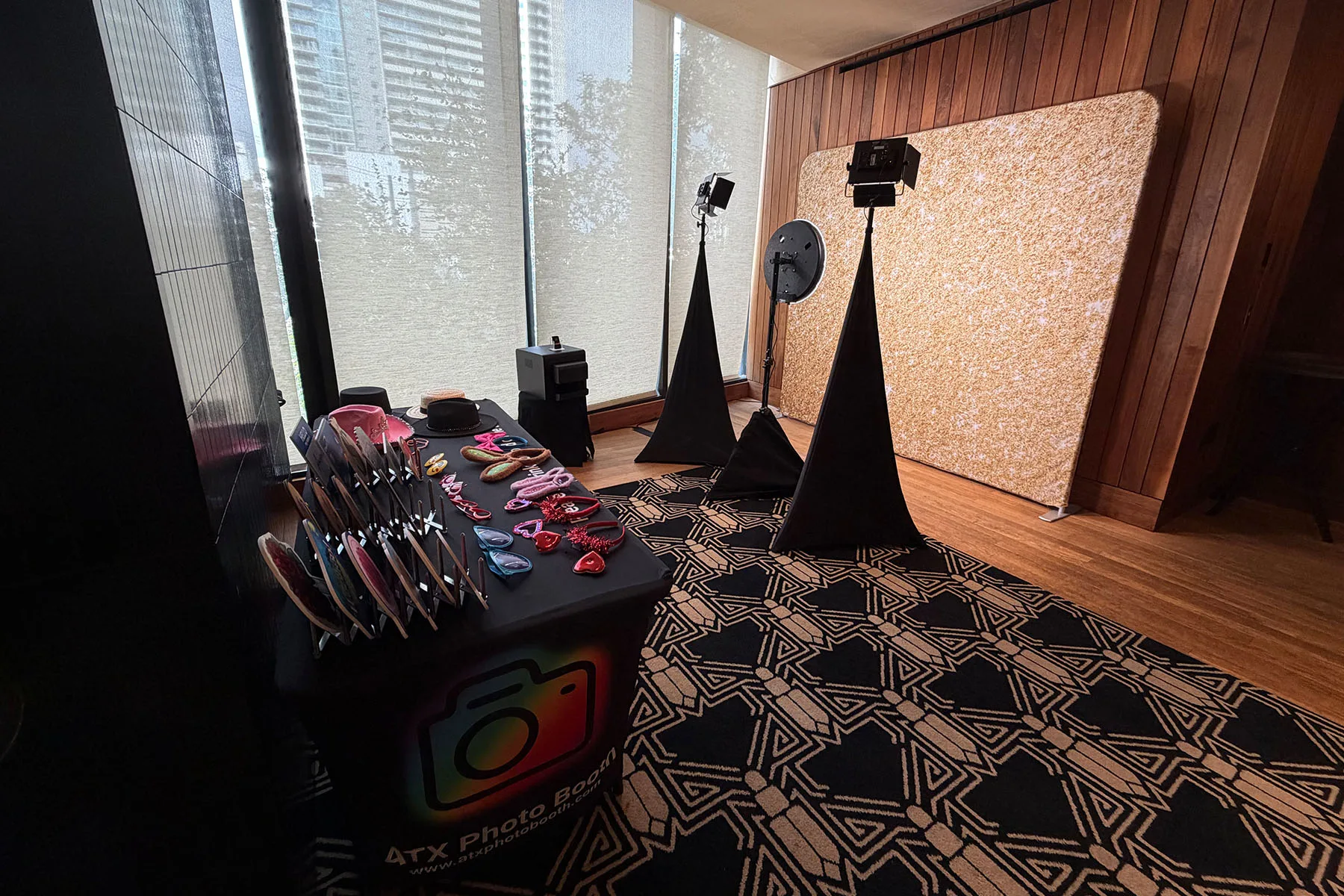 ATX Photo Booth open-air setup at an Austin event