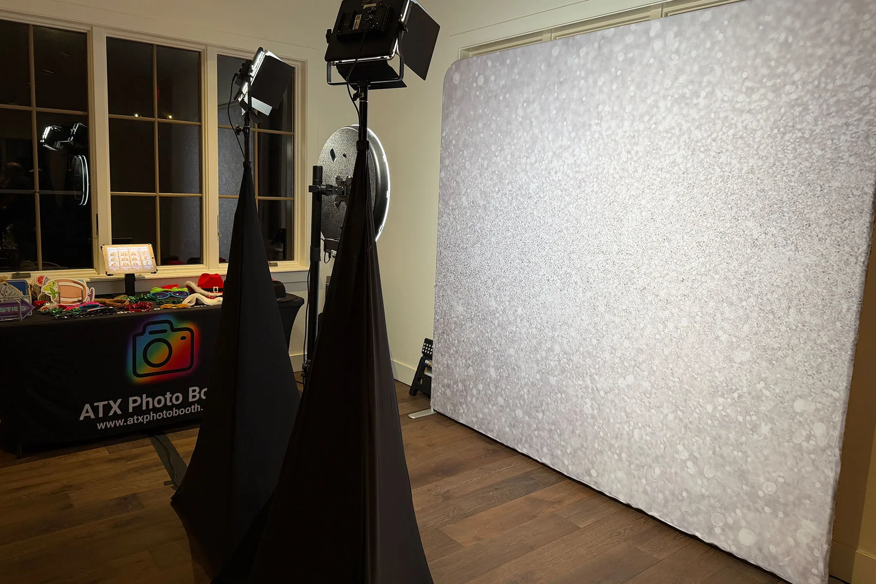 ATX Photo Booth open-air setup at an Austin event