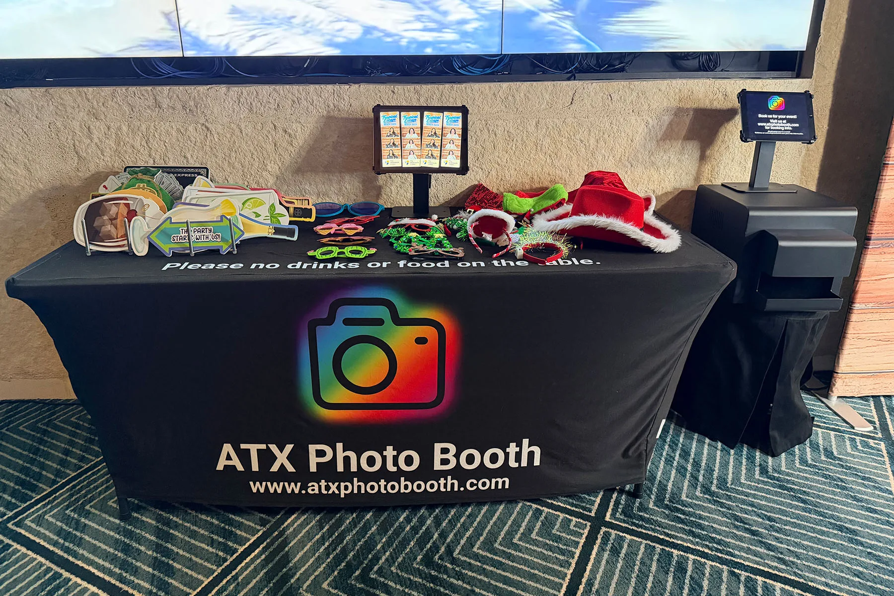 ATX Photo Booth open-air setup at an Austin event